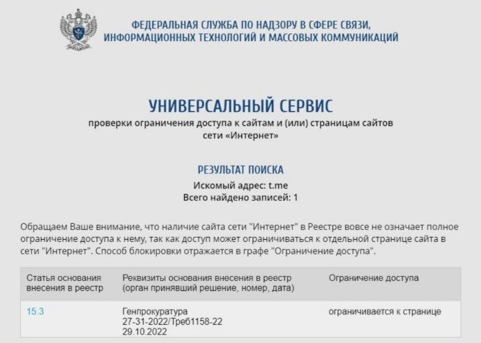 Телеграм заблокирован в России?