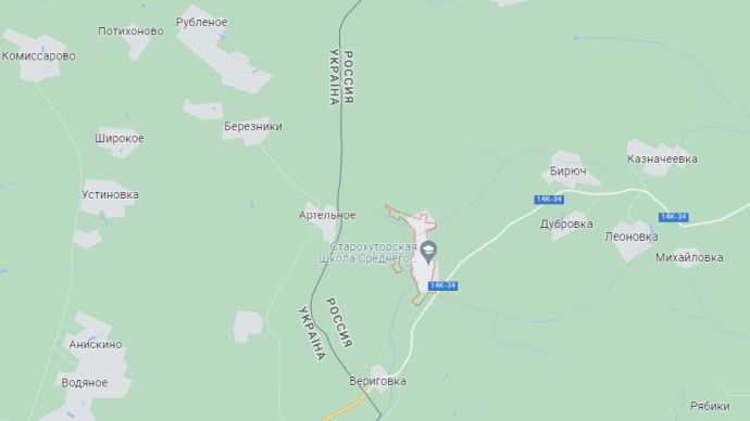 Приграничное село Старый Хутор на карте