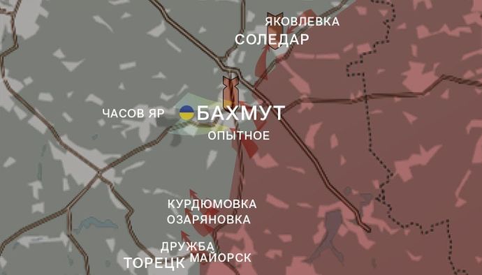 Карта боевых действий: Бахмут (Артёмовск), Соледар и окрестности
