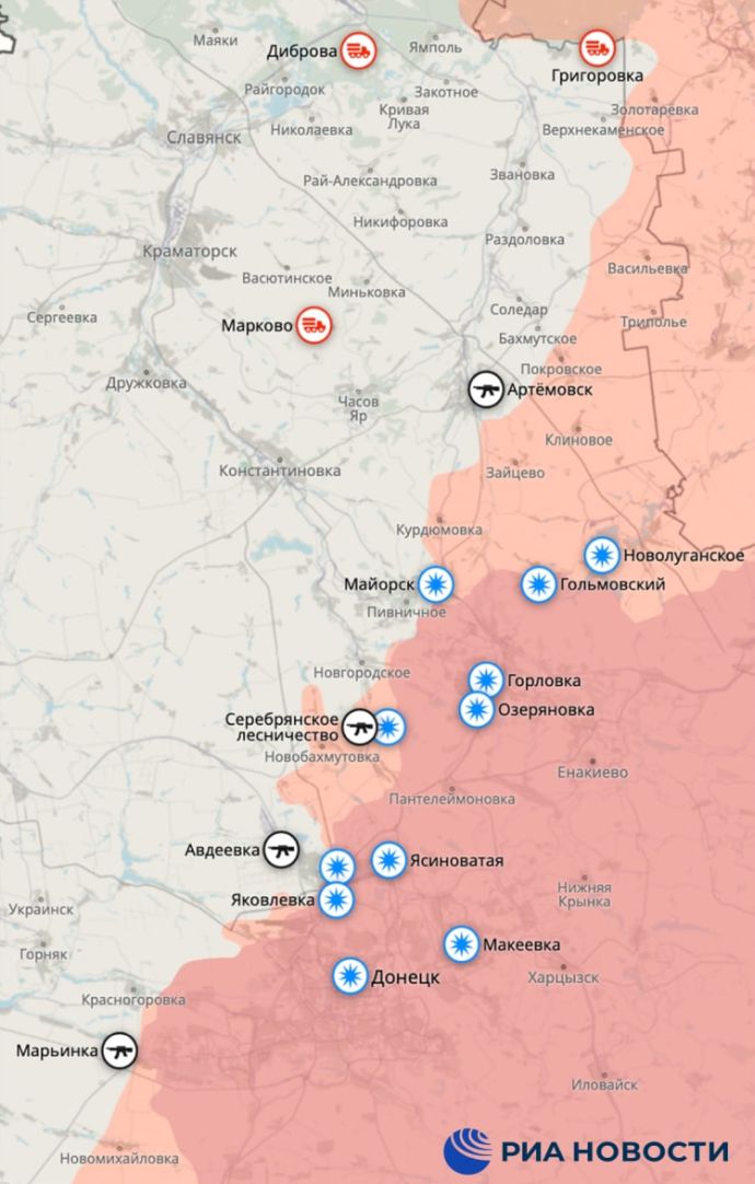 Карта СВО от РИА, ДНР