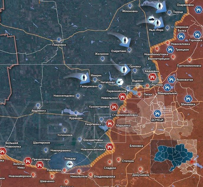 Донецкое направление, карта боевых действий от Рыбаря