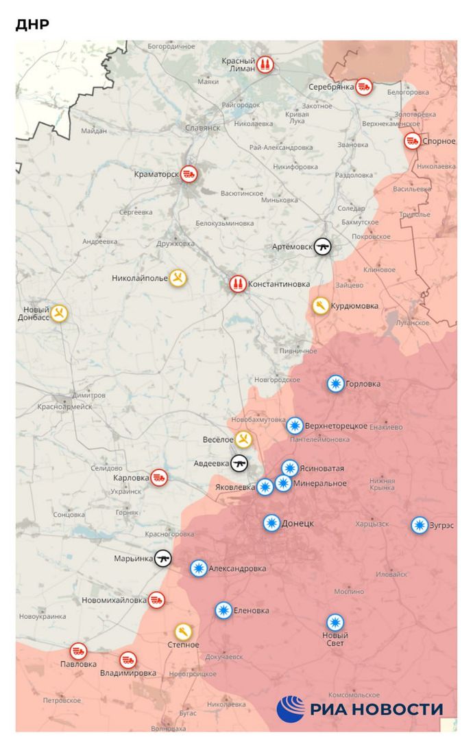Карта боевых действий на Украине от РИА Новостей
