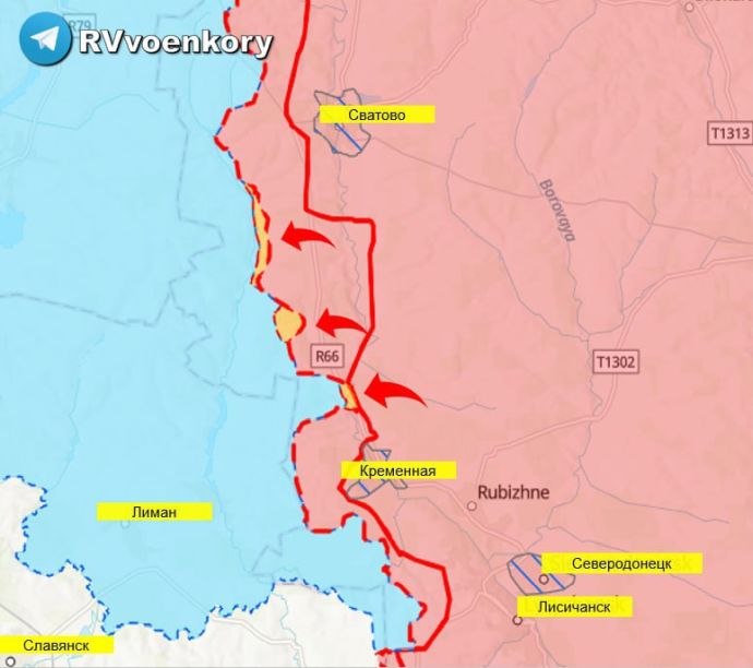 Карта боевых действий на линии Сватово-Кременная (ЛНР, Россия)