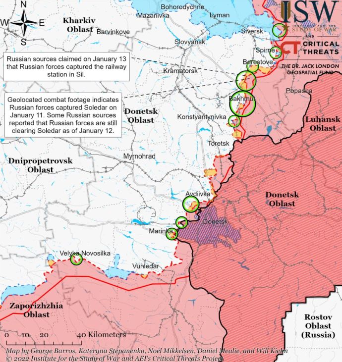 Карта от ISW, американского Института изучения войны