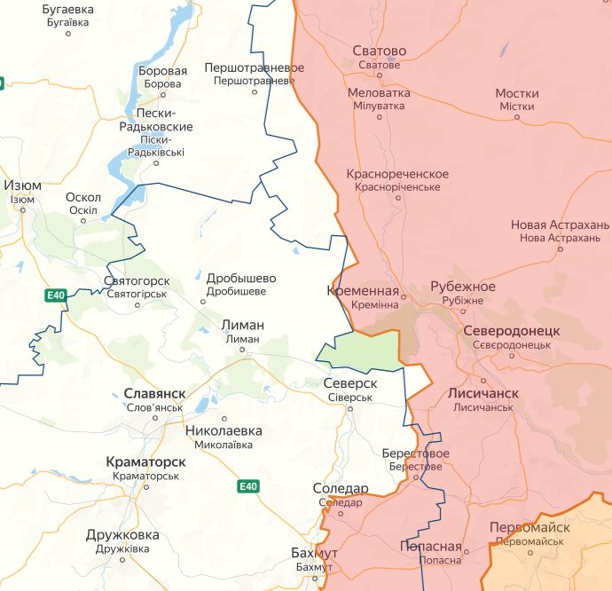 Карта СВО, самый горячий участок (ЛНР, ДНР)
