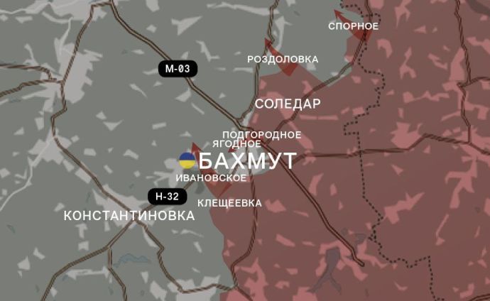 Бахмут и окрестности. Карта наступления ВС РФ