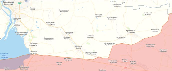 Линия фронта в Запорожской области
