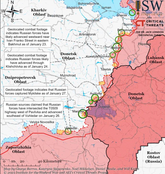 Карта боевых действий от ISW (вражеская сводка)