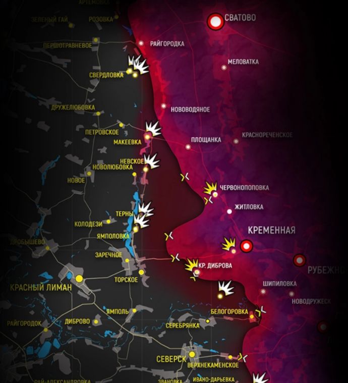 Линия фронта Сватово-Кременная. Карта от проекта Readovka