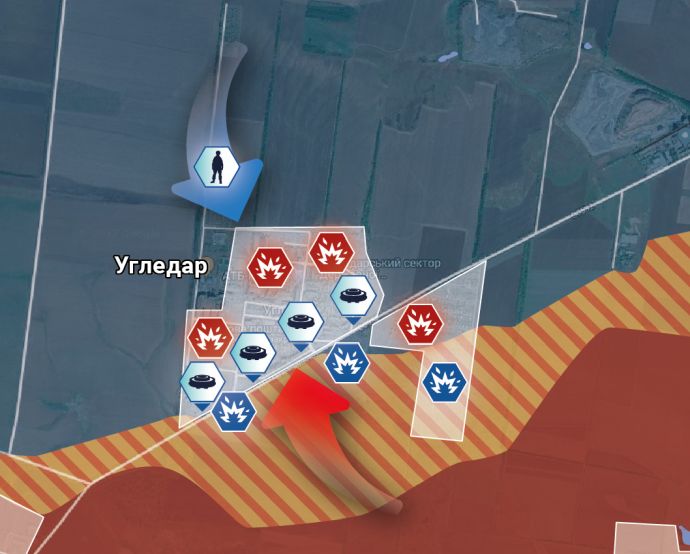 Угледар и окрестности. Карта от Телеграм-канала "Рыбарь"