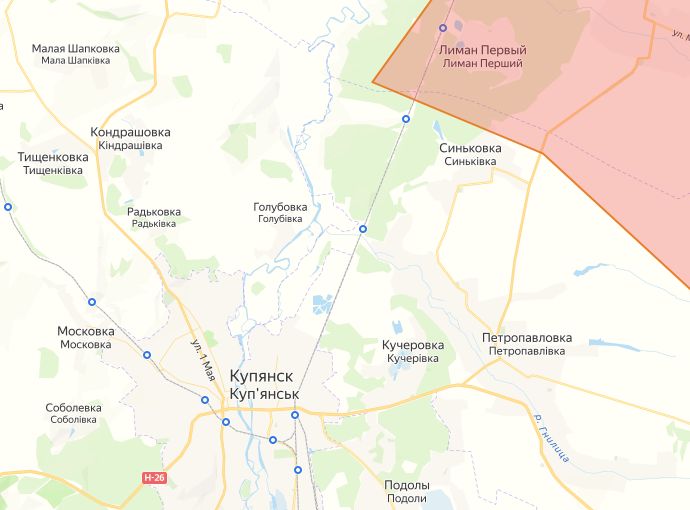 Карта СВО. Купянск и окрестности