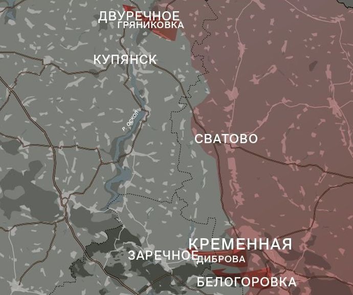Карта боевых действий, ЛНР / Харьковская область