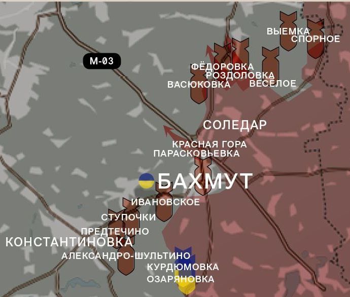 Бахмут и окрестности. Карта от WarGonzo