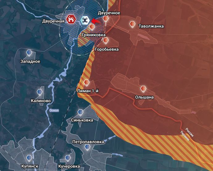 Ситуация на стыке Харьковской области Украины и ЛНР России