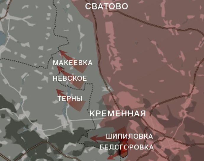 Карта боевых действий на Луганском направлении от Телеграм-канала WarGonzo