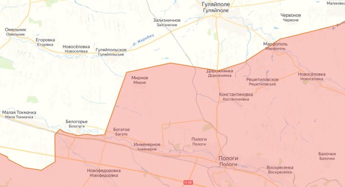 Пологи на карте СВО, Запорожская область России