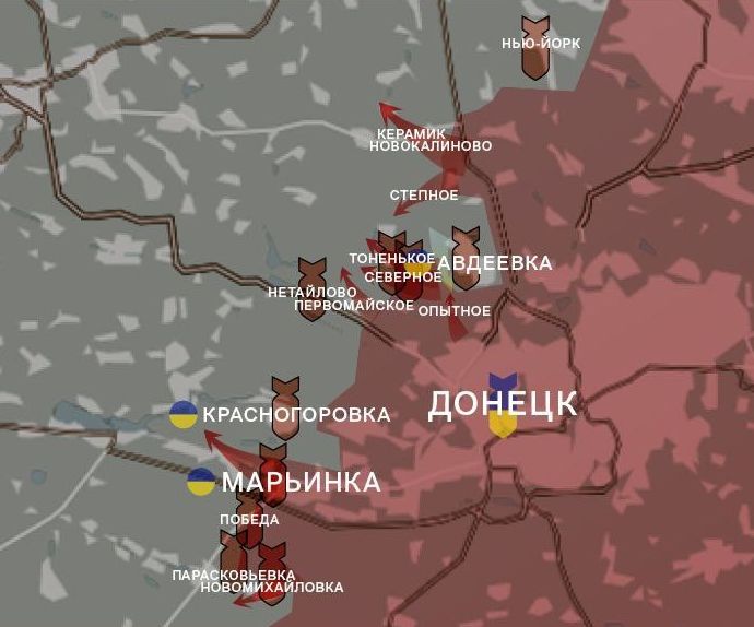 Донецкое направление. Карта боевых действий от канала WarGonzo