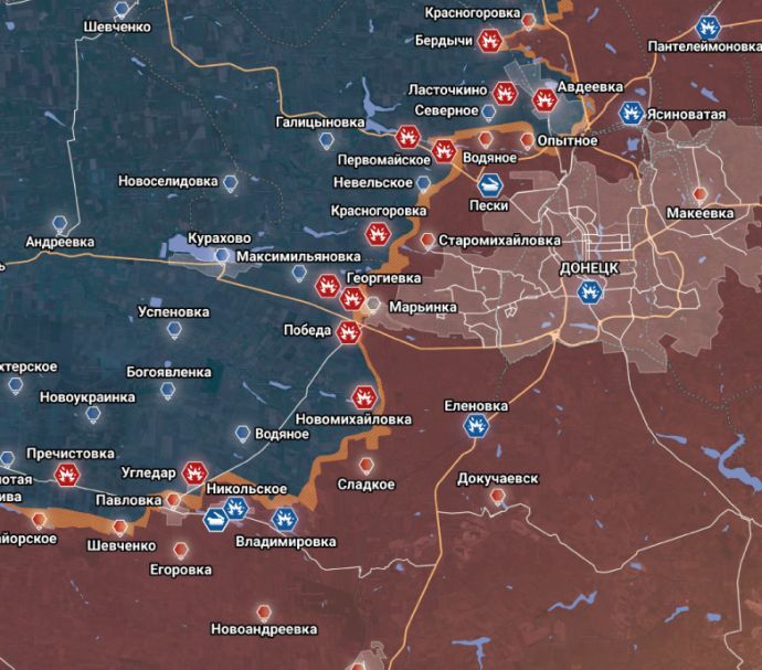 Донецкое направление. Карта боевых действий от канала "Рыбарь"