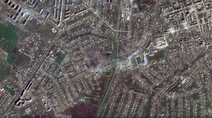 Бахмут. Вид со спутника. Фото от 10 апреля 2023 года