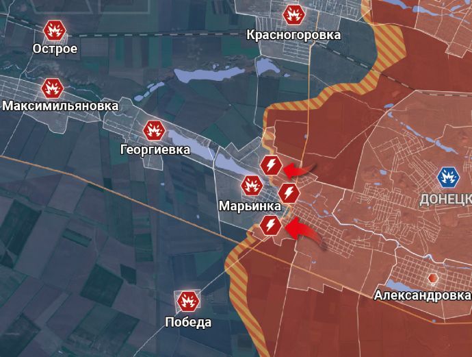 Марьинка. Карта боевых действий от канала "Рыбарь"