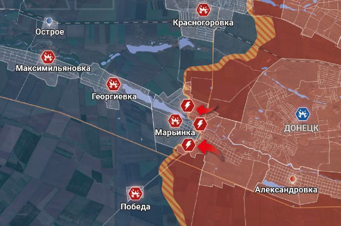 Донецкое направление. Марьинка. Карта боевых действий от канала "Рыбарь"