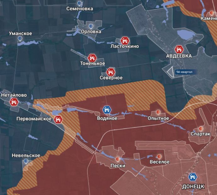 Донецкое направление, Авдеевка. Карта боевых действий от канала "Рыбарь"