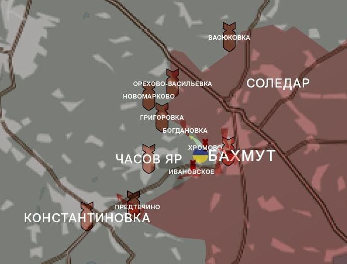 Окрестности Бахмута. Карта боевых действий от WarGonzo