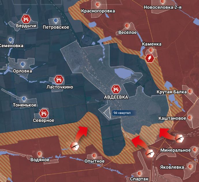 Авдеевка. Карта боевых действий от "Рыбаря"