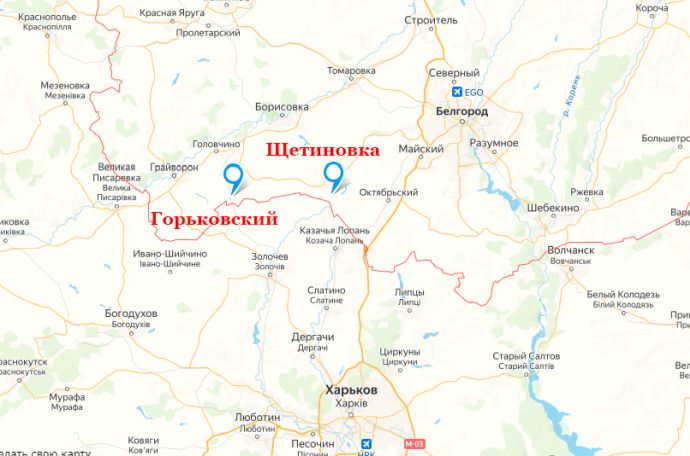 Горьковский и Щетиновка на карте