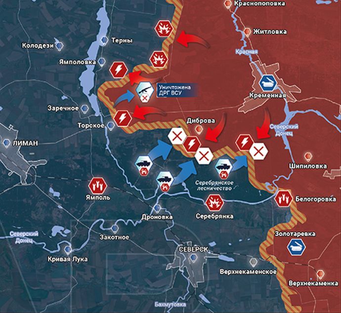 Луганское направление. Кременная и окрестности. Карта боевых действий от Рыбаря