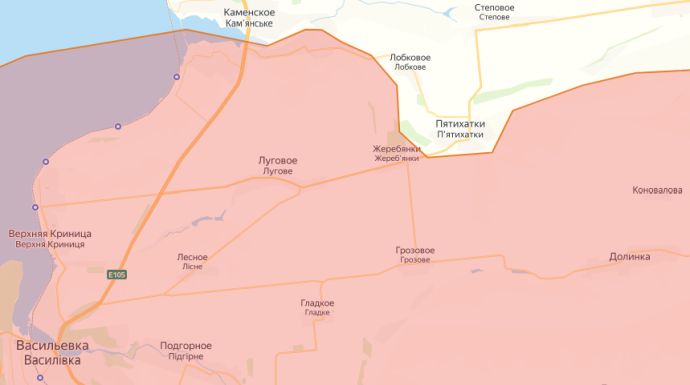 Пятихатки и Жеребянки на карте СВО. Запорожская область