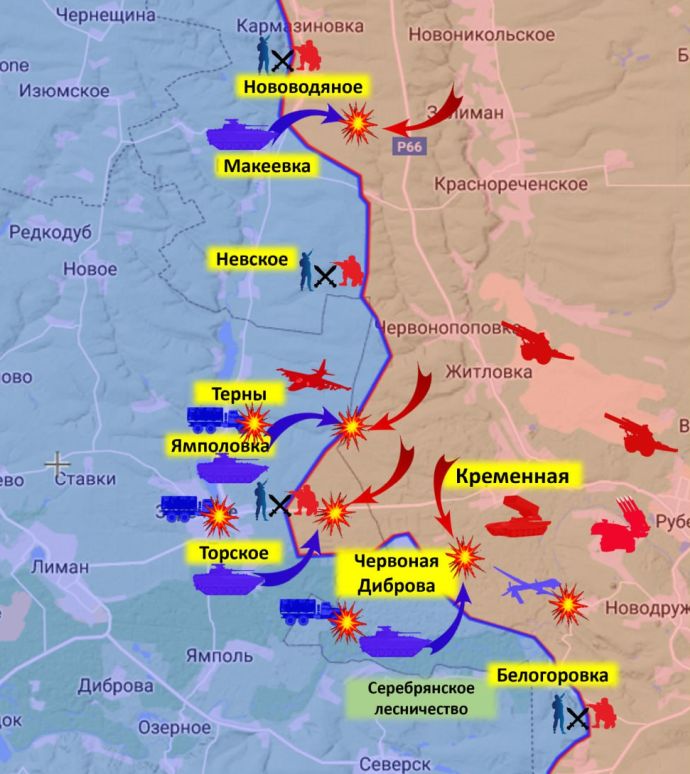 Красно-Лиманское направление. Карта боевых действий