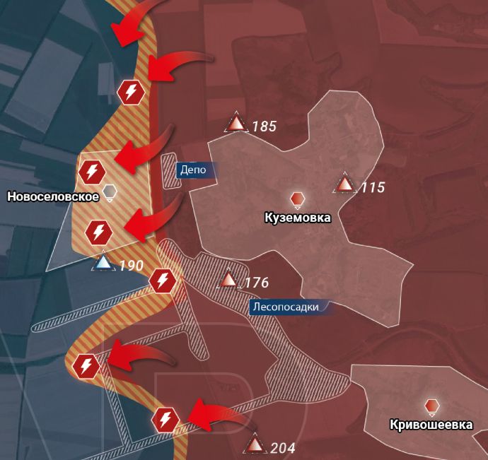 Битва за Новосёловское. Карта боевых действий