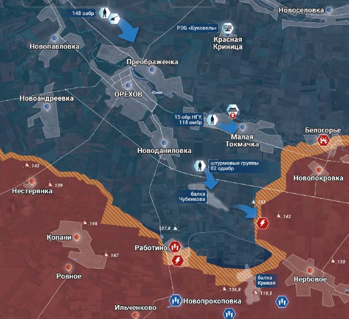 Запорожский фронт. Ореховский участок. Карта боевых действий от Рыбаря
