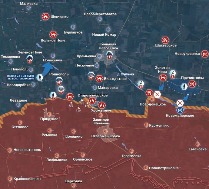 Южно-Донецкое направление. Карта боевых действий от Рыбаря