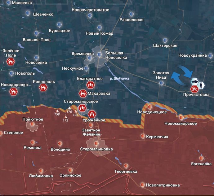 Южно-Донецкое направление. Времьевский участок. Карта от Рыбаря