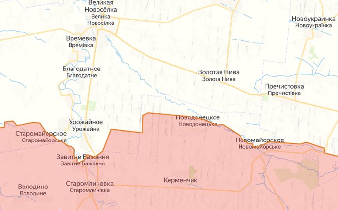 Времевский участок Южно-Донецкого направления на карте СВО