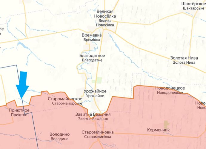 Южно-Донецкое направление. Времевский участок. Карта боевых действий