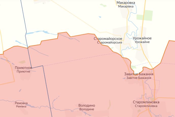 Времьевский участок Южно-Донецкого направления на карте СВО