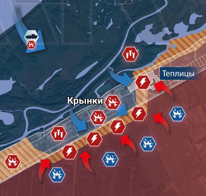Крынки Херсонской области. Карта боевых действий