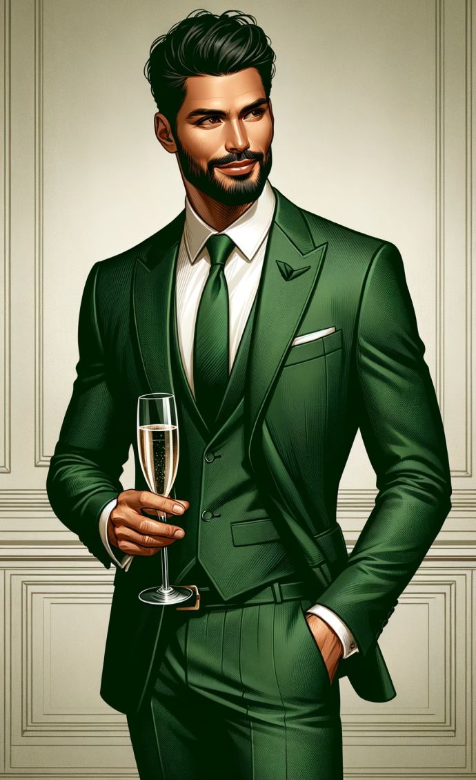 Мужчина в элегантном зелёном костюме