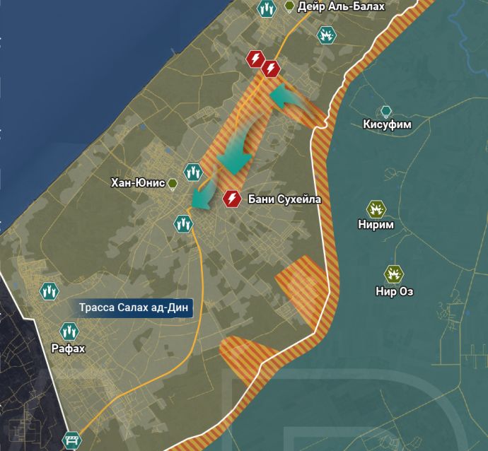 Центральная и южная часть сектора Газа. Прорыв ЦАХАЛа к Хан-Юнису