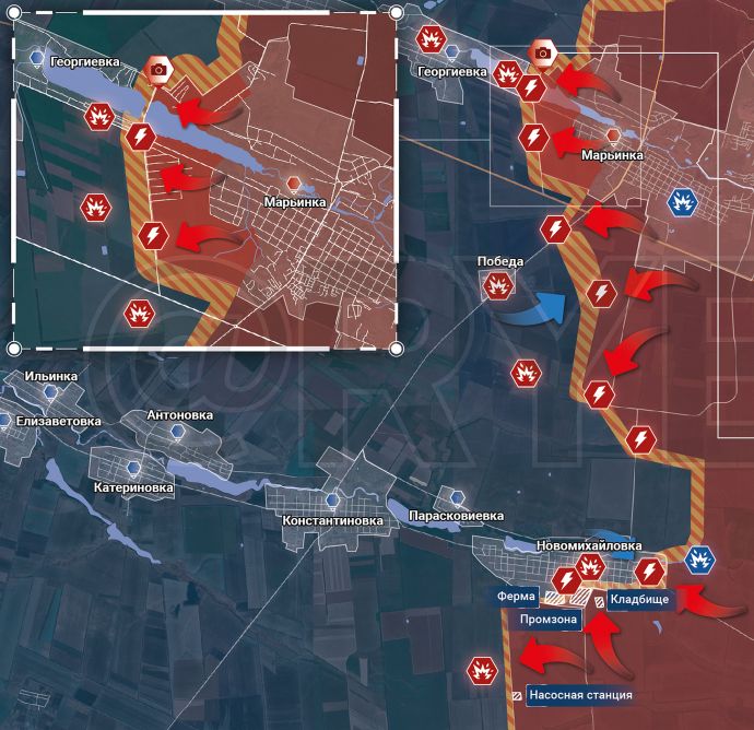 Донецкое направление. Марьинский участок. Карта боевых действий от Рыбаря