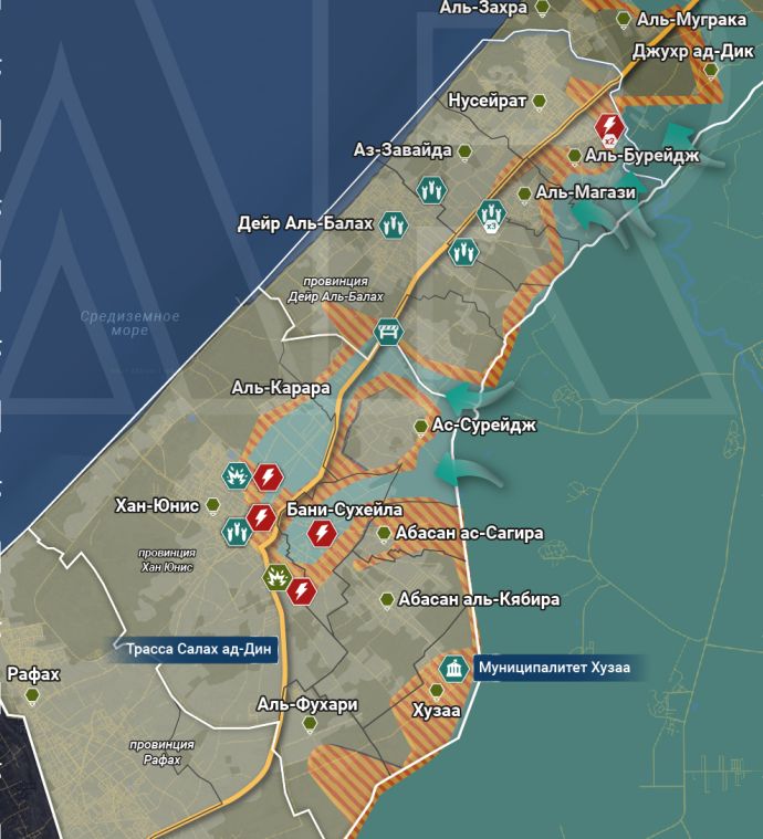 Центральная и южная части сектора Газа