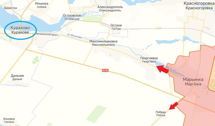 Донецкое направление. Марьинский участок. Карта боевых действий