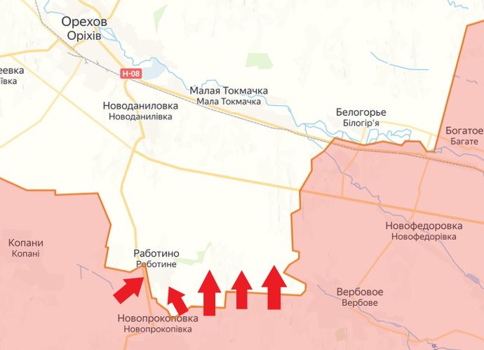 Запорожское направление. Ореховский участок. Карта боевых действий
