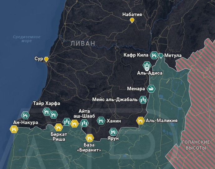 Граница Израиля и Ливана. Карта боевых действий от Рыбаря