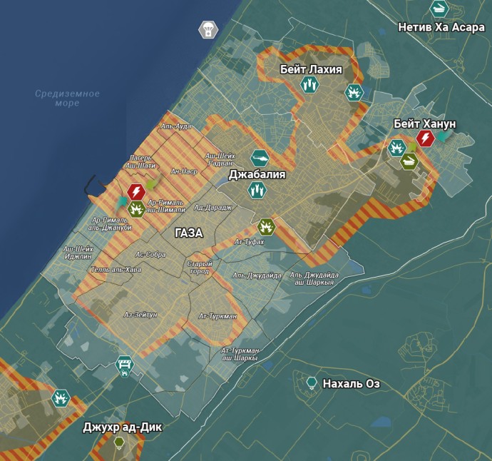 Северная часть сектора Газа. Карта боевых действий от Рыбаря