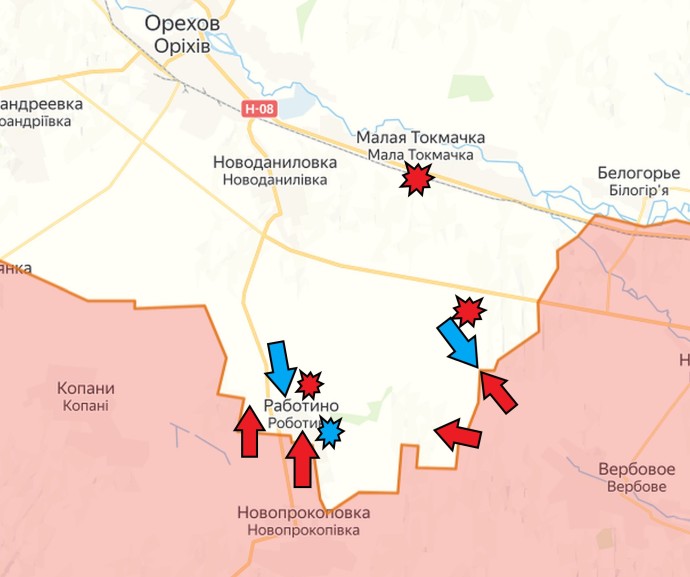 Запорожское направление. Карта боевых действий